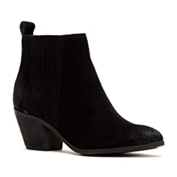 FRYE Black Suede Ankle Heeled Booties - Picture 1 of 6
